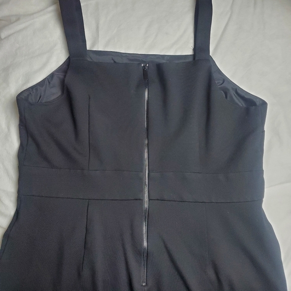 REITMANS Square Neck Sleeveless Sheath Black Dress Metal Eyelet Front Slit - Picture 8 of 14